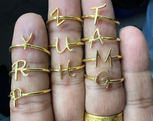 925 Sterling Silver Tiny H <b>Initial</b> Alphabet <b>Rings</b> Rose Gold Plated Rhodium Engagement Unisex Fashion Jewelry Wholesale Supply - Product Image 5