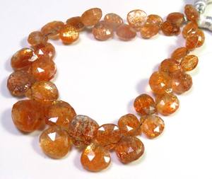 ลูกปัดซันสโตนสีส้มธรรมชาติ ขนาด 7-12.5 มม. ลูกปัดทรงหยดน้ำเจียระไน สำหรับทำเครื่องประดับ ความยาว 8 นิ้ว - Product Image 5