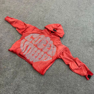 OEM Personnalisé Sunfaded Zipper French Terry Streetwear Fonctionnel Lavage À L'acide Hommes Zip up Rivet Lourd Strass À Capuche - Product Image 1