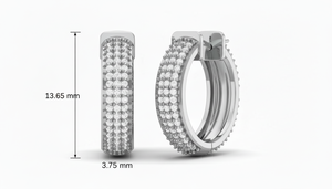 Pendientes de Aro de Oro de 14K con Tres Hileras de Diamantes Naturales Radiantes para Mujer - Product Image 2