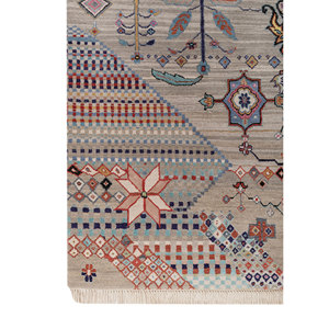 Tapis en laine et soie de bambou noué à la main Weaver Art Reserve gris et noir, motif géométrique pour usage domestique - Les-5064 - Product Image 4