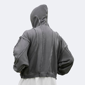 Sweat à capuche vierge personnalisé pour hommes avec fermeture éclair complète 500gsm, poids lourd, conception dégradée, fabricant de sweat à capuche vintage surdimensionné pour homme - Product Image 2