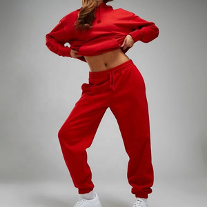 Mujeres Fitness Media cremallera Sudaderas con capucha y Joggers Mujeres Color sólido Manga larga Chándales de gran tamaño para mujeres - Product Image 2