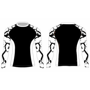 Su propio logotipo Sublimado Manga completa Diseña tu propia camisa de compresión de sublimación Bjj Rash Guard - Product Image 3