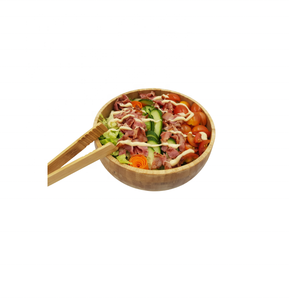 Bol à salade et serveurs en bambou de haute qualité-Bol de service rond en bois de bambou pour ustensiles de cuisine vaisselle fête à la maison mariage - Product Image 5