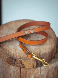 Correa de perro estrecha de color tostado con materiales metálicos de nailon de PVC de cuero duradero - Product Image 5