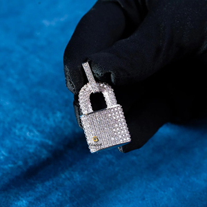 Llamativo Moissanite Redondo Brillante Corte D Color Diamantes Iced Out Hip Hop 10K Oro blanco Cerradura Colgante - Product Image 6