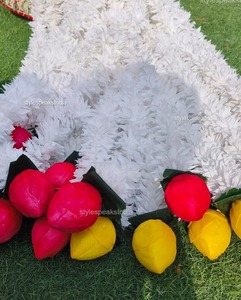 Guirlande de lotus en bois Sola avec feuilles de jasmin décoration murale florale pour la décoration intérieure naturelle, décor botanique Mahamaham Ugadi cadeau - Product Image 2