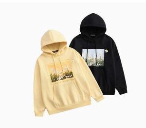 Sudadera con Capucha para Hombre, Estilo Urbano, Invierno, Lisa, 100% Algodón, Felpa, Manga Larga, Holgada, Hombros Caídos, Modelo RRI-MH-26 - Product Image 1