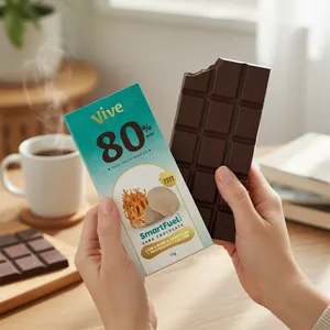 Vive SmartFuel Chocolate Negro 80% Sin Azúcar con Melena de León y Cordyceps, Envase Grande de 55g - Product Image 3