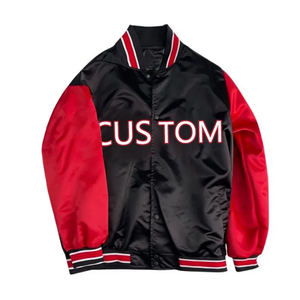 Nouvelle veste bomber en satin à fermeture éclair pour homme, tendance, personnalisée, 100% fibre de polyester, décontractée, imperméable, grande taille, avec capuche et logo sur le devant - Product Image 1