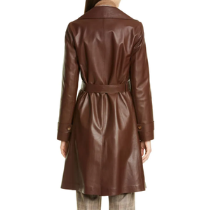 Abrigo largo de cuero de nueva moda de tendencia caliente para mujer de talla grande cálido de invierno con logotipo personalizado - Product Image 5