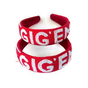 Luxury Game Day Beaded Pearl <b>Headband</b> for Girls Soft Sponge <b>Padded</b> Hoops in Red and White Special Party Hair Styling Hairband - Product Image 1