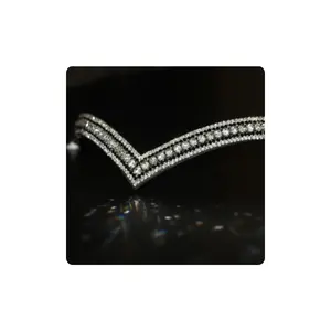 Brida de caballo occidental de 5 filas en forma de V con logotipo personalizado al por mayor en cuero transparente/Negro/negro/marrón Precio del fabricante - Product Image 1