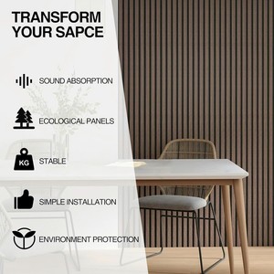 Panneau acoustique moderne à lattes en bois Absorption acoustique efficace Isolation très efficace du noyau en caoutchouc pour l'insonorisation des bâtiments - Product Image 3