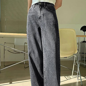 Pantalones Vaqueros Holgados para Mujer, Estilo Americano, Cintura Alta, Color Gris, Pantalones Vaqueros Vintage, Casuales, Anchos, Vintage - Product Image 4