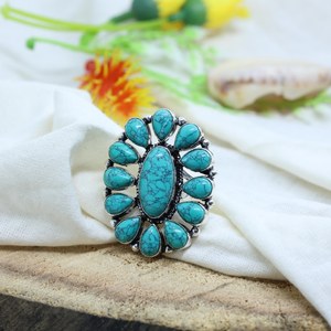 Natural Oval Turquoise Ring Handmade 925 Sterling <b>Silver</b> Statement Jewelry Chakra Luxury Ring Wholesale Supplier - Product Image 6