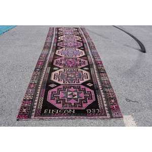 Alfombra turca Vintage clásica rosa púrpura diseño de retazos 4,5x13,1 pies Material de lana tejido plano alfombra para sala de estar 4M de ancho - Product Image 1