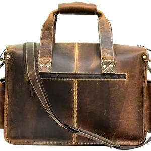 Bolso de lona para portátil de cuero de búfalo genuino de estilo bohemio Vintage indio, bolso de viaje personalizado ligero Unisex atemporal - Product Image 4