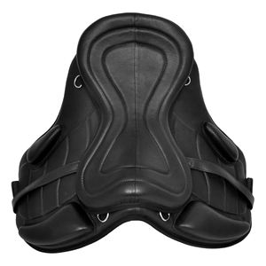 FREEMAX Selles en cuir synthétique noir léger et polyvalent Selles en cuir souple sans arbre de style occidental Équipement pour chevaux par tous les temps - Product Image 5