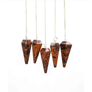 Péndulo de obsidiana de caoba de alta calidad, de cristal Natural piedra preciosa, cono facetado, Péndulo de radiestesia para péndulos curativos de Reiki, venta - Product Image 1