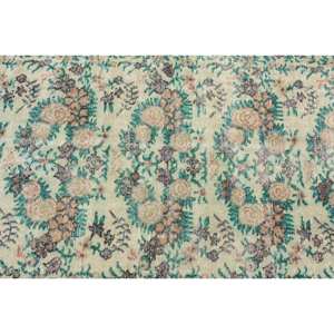 Alfombra de lana verde y beige Vintage de 3,1x6,2 pies, alfombra turca de área grande hecha a mano, retales rectangulares de látex para decoración de habitación de pasillo - Product Image 5