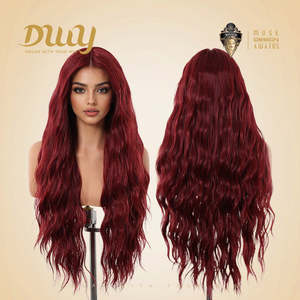 DWY Transparent Lace Front Synthetic <b>Wig</b> Long-Length Water Wavy Dyed Version Glueless - Product Image 4