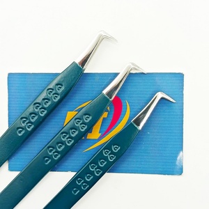 แหนบต่อขนตาสแตนเลสแบบปรับสีได้ ด้ามจับรูปหัวใจ ป้องกันไฟฟ้าสถิต ความแม่นยำสูง สำหรับต่อขนตาแบบเมกะวอลุ่ม คลาสสิค 90 องศา - Product Image 2