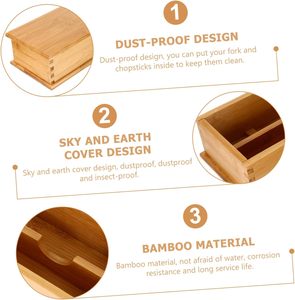 1Pc Bamboo Cutlery <b>Box</b> Spoon Fork <b>Storage</b> <b>Storage</b> Containers Utensil <b>Storage</b> Container with Lid Silverware <b>Chest</b> - Product Image 5