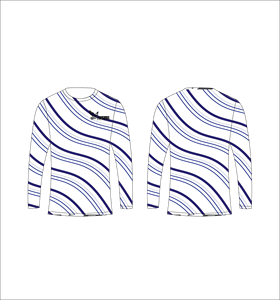 T-shirt à manches longues personnalisé par sublimation, motif bleu strié, col rond, vêtements de sport performants, Ferocious Clothing, vente en gros - Product Image 1