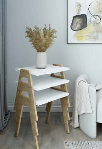 3-Piece <b>Nesting</b> <b>Table</b> Set Modern Stackable Side <b>Tables</b> White - Product Image 4