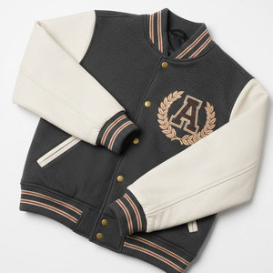 Chaqueta Letterman con Mangas de Cuero Fresh Drop, Estilo Urbano con Mangas Suaves y Chaqueta de Invierno con Mezcla de Lana - Product Image 5