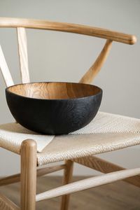 BOL HAUT-BOL À FRUITS EN BOIS RÉEL NATUREL, Bol en bois décoratif pour Table Bureau Home Decor ustensiles de cuisine - Product Image 3