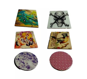 Expensive Enamel Design Square Household Dinnerware Glass Coaster Antique Look Resin & <b>Wooden</b> Flatware Table Tea Cup Mats Pads - Product Image 2