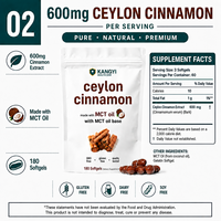 Gélules de cannelle de Ceylan en marque blanche OEM, extrait 600 mg, huile MCT, 180 gélules, sans gluten