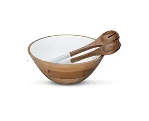 Kayu mangga coklat internasional kualitas modern mangkuk kayu bulat khusus digunakan untuk puding di kafe besar dan rumah