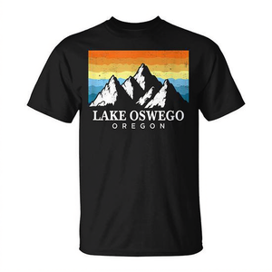T-shirt imprimé montagne Lake Oswego Oregon, souvenir de randonnée vintage - Product Image 2