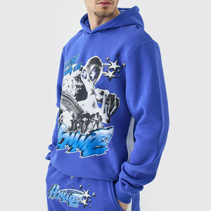 Ensemble survêtement décontracté pour homme avec logo personnalisé, pantalon de jogging ample, sweat-shirt à capuche, pantalon de jogging évasé et sweat-shirt à capuche pour adultes - Product Image 3