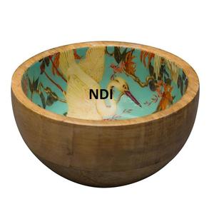 Top tendance salade bol de service ustensiles de cuisine décoratif en bois émail intérieur finition nouilles bol de service vaisselle décoration - Product Image 4