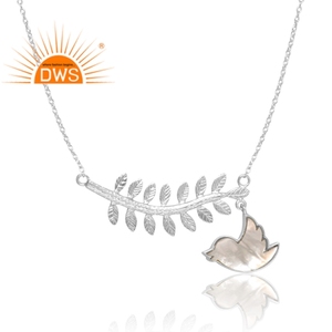 Collier pendentif en pierres précieuses Fabricant de bijoux personnalisé Trending Design Argent sterling 925 Nacre Tendance Oiseau Naturel - Product Image 2