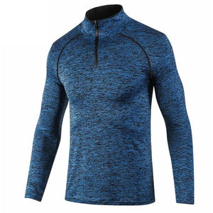 Camiseta de carreras con cremallera para hombre, Camiseta deportiva personalizada de poliéster de talla grande para hombre, Camiseta holgada de secado rápido para correr para hombre - Product Image 1