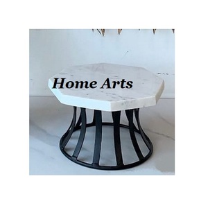 Support de service de pâtisserie à gâteau en marbre avec support en fer Support de gâteau de chocolats en forme d'hexagone de la plus haute qualité en vrac - Product Image 1