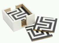 Sous-verres carrés de luxe en MDF avec incrustations de résine colorées, faits à la main, sets de dessous de verre décoratifs et tapis de table, vente en gros depuis l'Inde