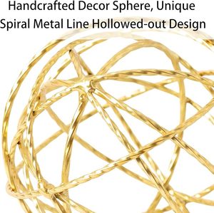 Bola de hierro geométrica dorada para decoración del hogar, esfera decorativa de Metal con estilo para estanterías, mesas, salas de estar y dormitorio - Product Image 3