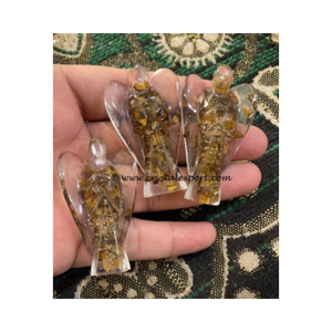 Vente en gros de figurine d'ange en Aventurine jaune d'orgone faite à la main pour les cadeaux spirituels de guérison énergétique Reiki et les séances de méditation - Product Image 4