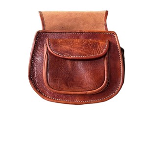 Sac bandoulière bohème en cuir véritable fait main, style vintage, en cuir de vachette Crazy Horse, avec fermeture éclair, pour femme, OEM ODM - Product Image 4
