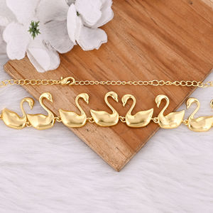 สร้อยคอทองเหลืองชุบทองรูปหงส์ งานแฮนด์เมดสั่งทำได้ตามต้องการ สร้อยคอแฟชั่นแบบปรับความยาวได้ - Product Image 6