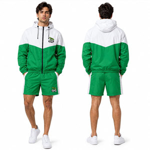 NIMBORO SPORTSWEAR Winter Lightweight Breathable Windbreaker Shorts Set Men's Zip Front <b>Athletic</b> Performance Streetwear - Product Image 2