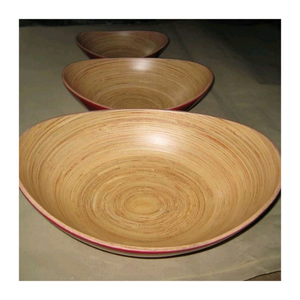 Bol de service en bambou fait à la main Style bois naturel Surface lisse Durable pour manger des collations à salade ou un cadeau de pendaison de crémaillère - Product Image 3