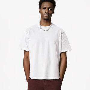 High Quality Custom Cotton Blank Tshirt Drop Shoulder <b>Cropped</b> Length Box Fit Oversize Boxy T-shirt for <b>men</b> DDP Shipping - Product Image 3